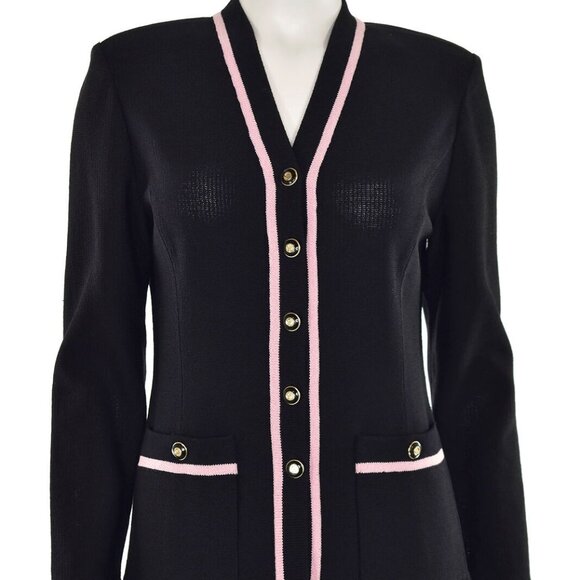 Vintage St. John Collection Cardigan Sweater in Black/Light Pink.  SZ S - Picture 4 of 7